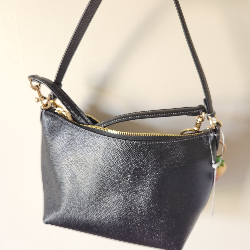 Coach Black Shoulder Bag with Gold Chain and Charms - Picture 5 of 10